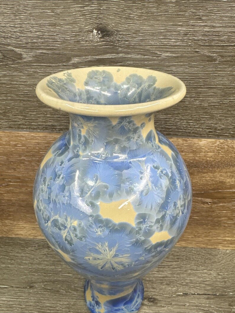 Vintage Porcelain Vase Blue Crystalline Glaze Vase 13.5” Tall - Etsy