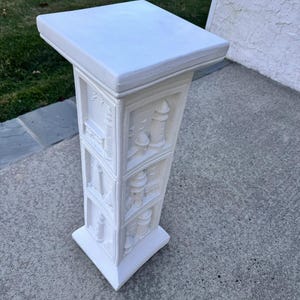 Vintage Nautical Decor Pedestal Plant Stand Heavy Cast Plaster 29x9.5”
