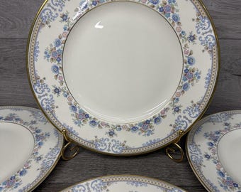 Minton Avonlea Royal Doulton Gold Trim Blue Scrolls Dinner Plates