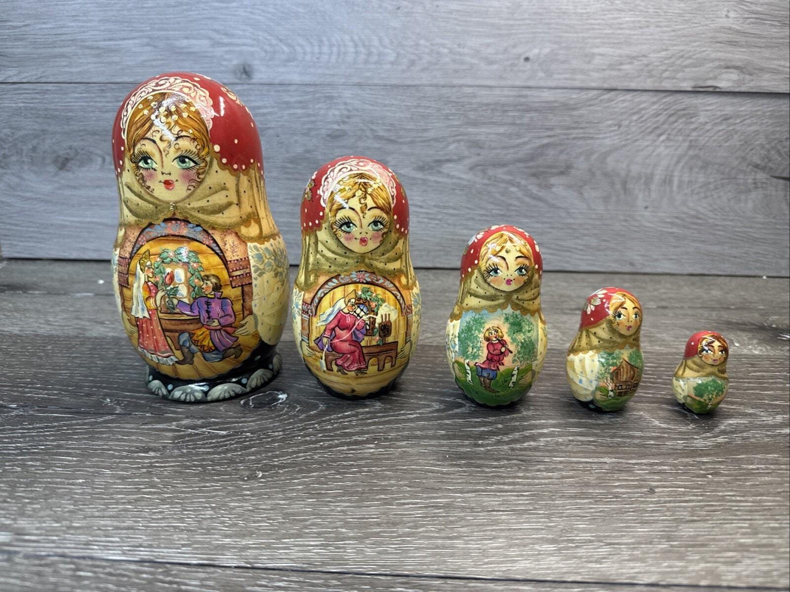 ヴィンテージロシアンマトリョーシカ人形 高さ6.5インチ アーティスト 