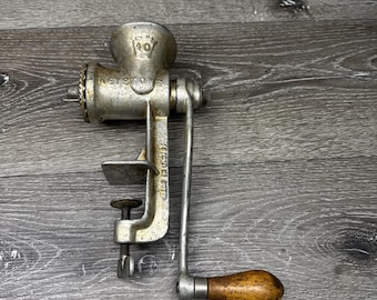 Keystone nr. 10 gegoten metalen vleesmolen, met de hand aangezwengeld, gemaakt in de VS