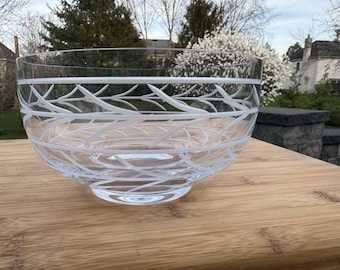 Tiffany & Co. Large Glass bowl 7-1/8” Wheat Leaf Design