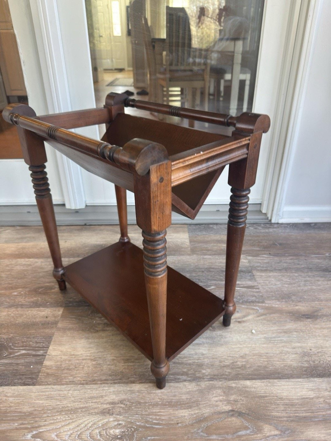 ミッドセンチュリー　ETHAN ALLENサイドテーブル　ヴィンテージ Vintage Ethan Allen Heirloom Maple Magazine Rack Canterbury Side