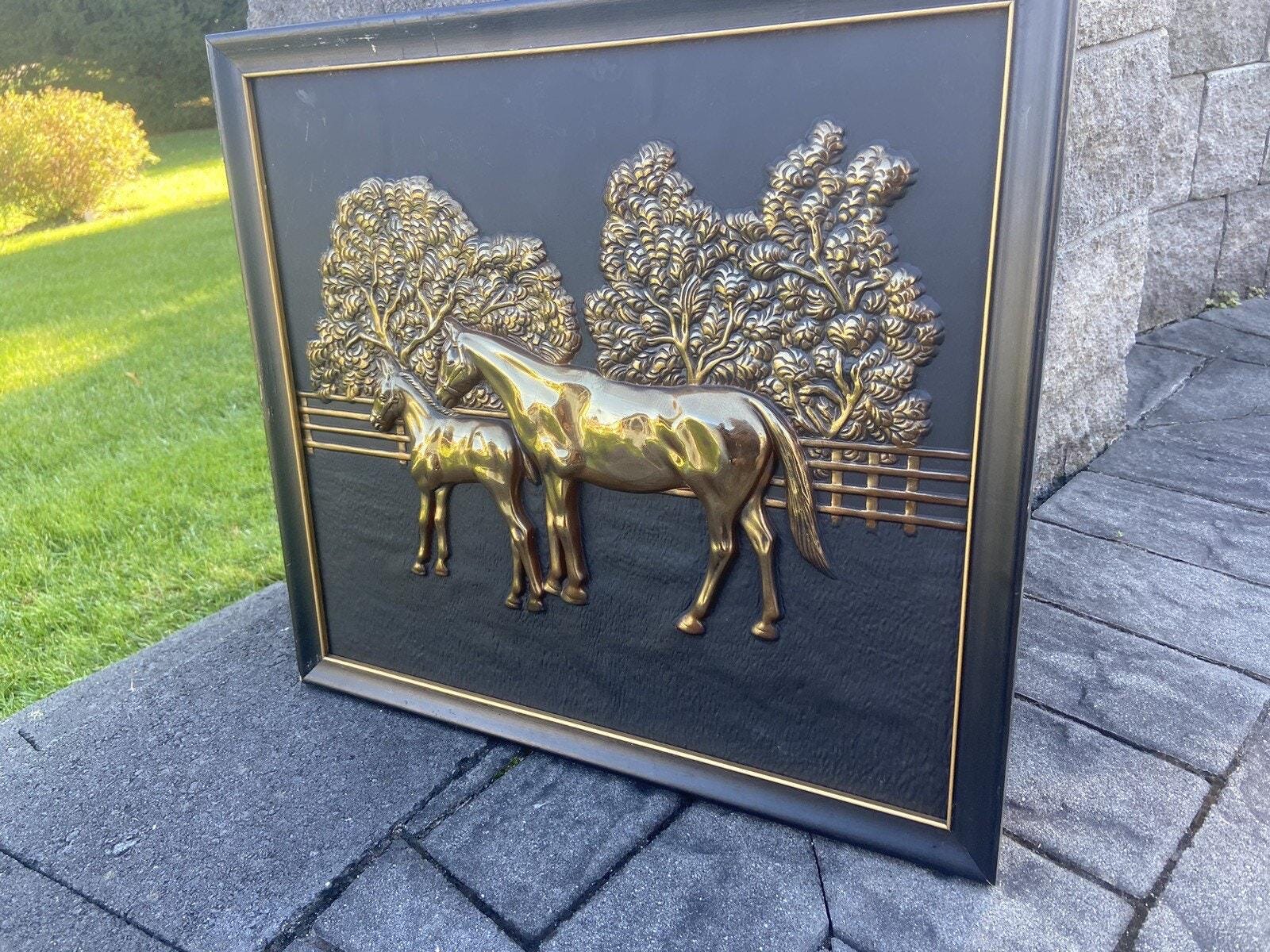 MCM Coventry Ware Inc Gold Embossed 3D Horse Wall Hanging Plaques