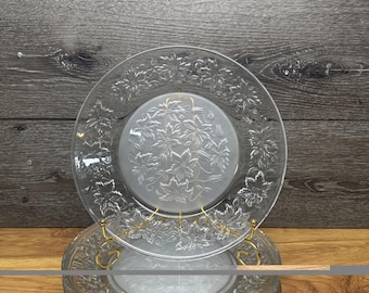 Plato llano Princess House Fantasia de 25 cm con centro esmerilado y diseño de flor de Pascua (juego de 6)