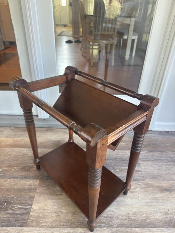 Vintage Ethan Allen Heirloom Maple Magazine Rack Canterbury Side