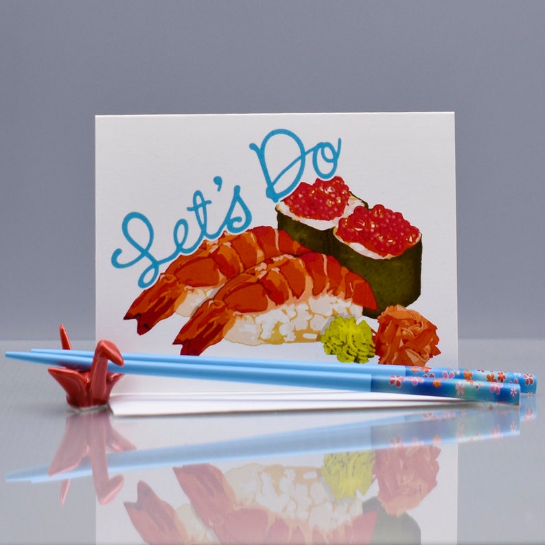 All Occasion Card Blank Card Sushi Date Card LET/'S DO SUSHI Item# L088 Friendship Card Seas and Peas Card for Friend