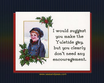 THE YULETIDE GAY Christmas Card - Seas and Peas - Item# X024