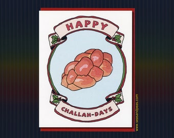 HAPPY CHALLAH DAYS Card - Holiday Card - Hanukkah - Seas and Peas - Item# X049