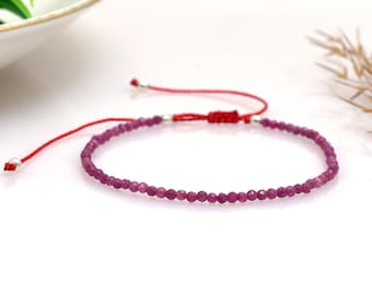 Natural Ruby Cord Bracelet – Adjustable Minimal Design