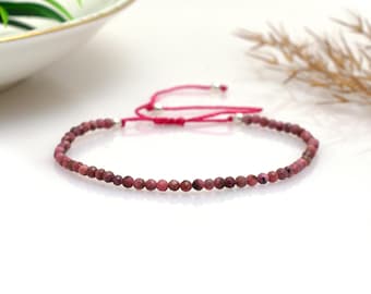 Rhodonite Cord Bracelet – Adjustable Minimal Design