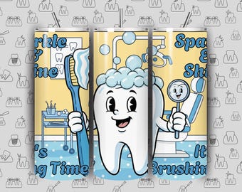 Happy Tooth 20oz Tumbler PNG- Dental Hygienist Gift - Digital Download