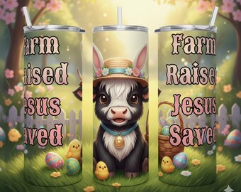 Easter Tumbler Wrap PNG - Farm Sublimation Design - 20oz Skinny Tumbler - Digital Download