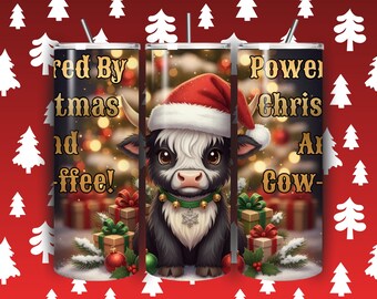 Christmas Highland Cow Tumbler PNG - Funny Coffee Design (Digital Download)