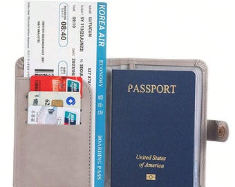 PU Leather Passport Holder, RFID Card Slots, Travel Organizer Wallet