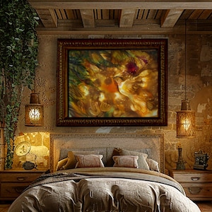 Toile Golden Phoenix : oeuvre d'art Eden Firebird, techniques mixtes