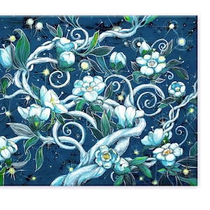Galathilion white elven tree, Mixmedia canvas, fanart illustration by Tolkien, Silmarillion, fantasy painting, world tree, elven art