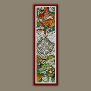 Long vertical wall art, abstract painting, bussines gift idea, canvas for home, office or cabinet, exquisite art for home