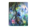 Beautiful landscape of Eden, big exotic flowers, silk painting, azure wall decor, my original artwork, beautiful home, office or hotel decor