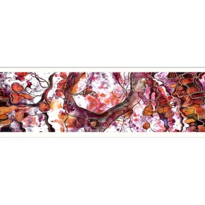 Vertical wall art very long and tall, abstract mixmedia painting, canvas, excellent for office and home, vine colors, contemporary style