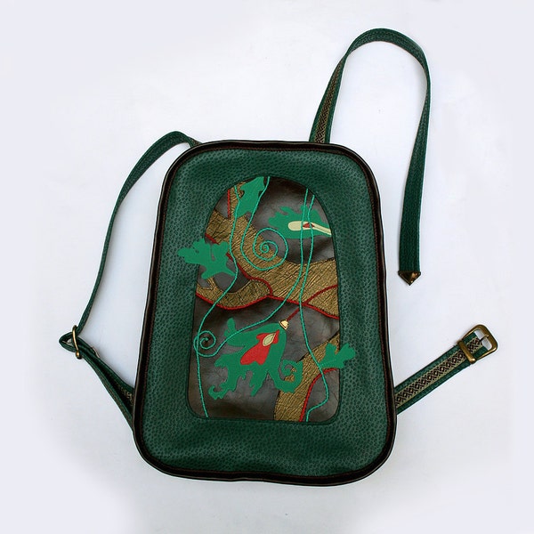 Green elven bag, elven fashion,Tolkien Silmarillion, LOTR, elven style, green elven backpack, fantasy style, Greenwood the Great, woodland