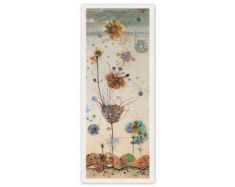 Abstract Vertical Wall Art: Fairy Feathers Canvas Mixed Media