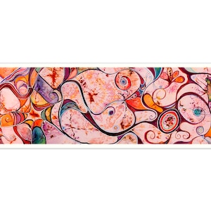 Abstract oceaanschilderij: lange canvaskunst met gemengde techniek, 60 x 18 inch