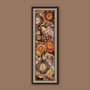 Long tall wall art vertical or horizontal by your choice, abstract narrow canvas for office or home, rich earth colors, contemporary style