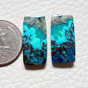 100% Natural Shattuckite Pair Stone Shattuckite Cabochon Smooth Polished Size 26x13x4 mm Shattuckite Pair Crate 31 Rectangle Shape