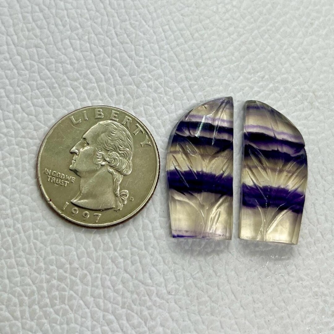Carved Multi Fluorite Gemstone – Fancy Shape Loose Stone (27x17x6 Mm ...