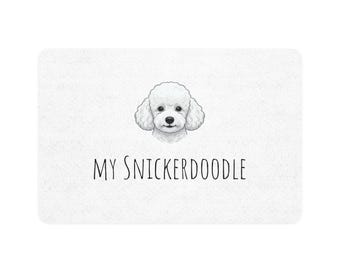 My Snickerdoodle Pet Food Mat | Poodle Illustration Feeding Mat