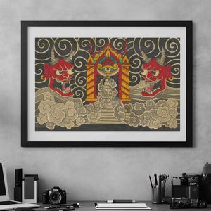Portal and Hannyas Traditional Tattoo Art Print