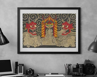 Portal and Hannyas Traditional Tattoo Art Print