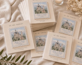 Personalized Wedding Favor Magnet, Custom watercolor Illustration Magnet, Wedding Guest Gift, Custom Wedding Favors，Destination Wedding