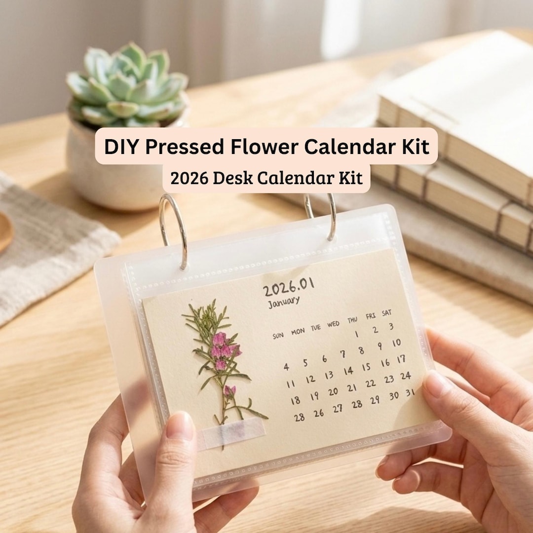 DIY Pressed Flower Desk Calendar Kit 2026 | Botanical Craft Kit ...