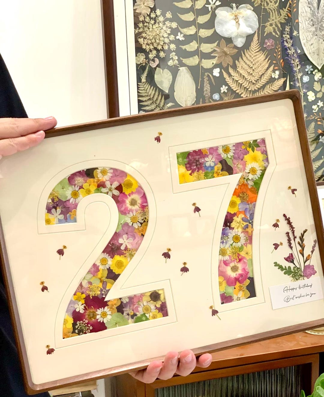 Pressed Flower Number Art | Custom Birthday Gift, Wooden Frame - Etsy