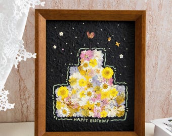 Personalized Pressed Flower Frame: Handmade Botanical Art Keepsake (23x28cm)