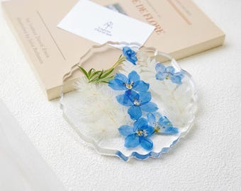 Real Pressed Flower Resin Coasters: Handmade Botanical Table Decor