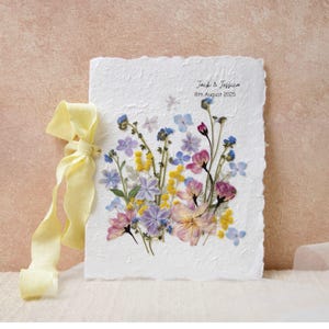 Pressed Flower Wedding Card | Handmade Botanical Anniversary Invitation