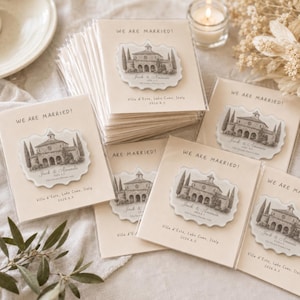 Personalized Wedding Favor Magnet, Custom Venue Illustration Magnet, Wedding Guest Gift, Acrylic Save the Date Magnet, Custom Wedding Favors image 1