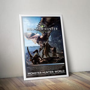 Monster Hunter Poster | Monster Hunter Print | Gaming Poster Print | 4 Colors | Video Game Poster | Wall Decor Poster | Large Poster Prints