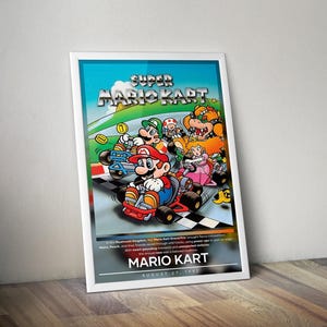 Mario Kart-poster | Super Mario-afdrukken | Gamingposters | 4 kleuren | Videogameposters | Muurdecoratieposter | Grote posterafdrukken | Muurkunst