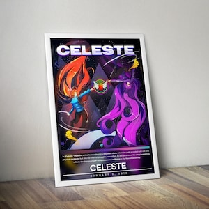 Celeste Poster | Celeste Prints | Gaming Poster Print | 4 Colors | Video Game Posters | Wall Decor Poster | Large Poster Print | Gamer Gifts