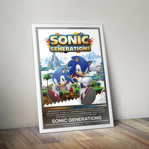 Sonic Generations Poster | Sonic Prints | Gaming Posters | 4 Colors | Video Game Poster | Wall Decor Posters | Large Poster Print | Wall Art