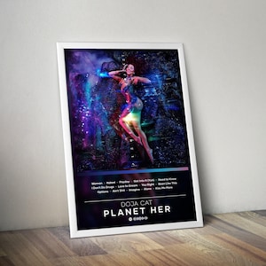Poster chat Doja | Planète Her Poster | Impression d&#39;affiche d&#39;album | 4 couleurs | Posters décoratifs muraux | Couverture de l&#39;album | Affiche de musique pop | Cadeau musique