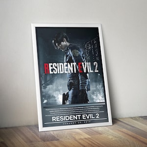 Resident Evil 2 Poster | Resident Evil Print | Gaming Poster Print | 4 Colors | Video Game Poster | Wall Decor Poster | Large Poster Print
