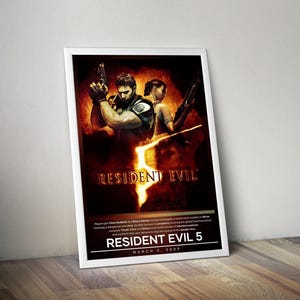 Resident Evil 5 Poster | Resident Evil Print | Gaming Poster Print | 4 Colors | Video Game Poster | Wall Decor Poster | Large Poster Print