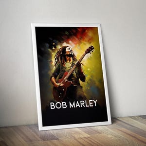 Impresión de póster de Bob Marley / Póster de ilustración de artista / Impresiones de póster de artista / Pósteres de decoración de pared / Pósteres de música reggae