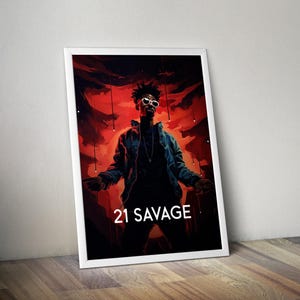 21 Savage Poster Print | Artist Illustration Poster | Artist Poster Prints | Wall Decor Posters | Hip-Hop Music Posters