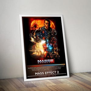 Mass Effect 2 Poster | Mass Effect Prints | Gaming Posters | 4 Colors | Video Game Posters | Wall Decor Posters | Large Poster Prints